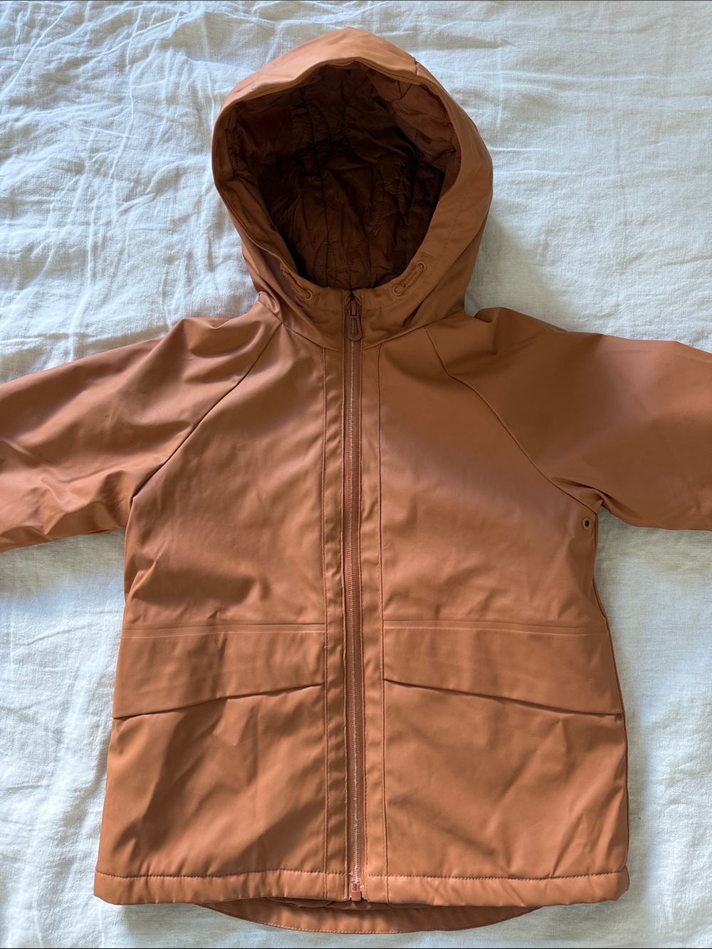 Zara Kids Waterproof Hooded Jacket in Rust Size 4-5 Years